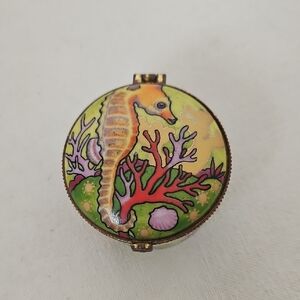 vintage seahorse trinket box, possibly porcelain
